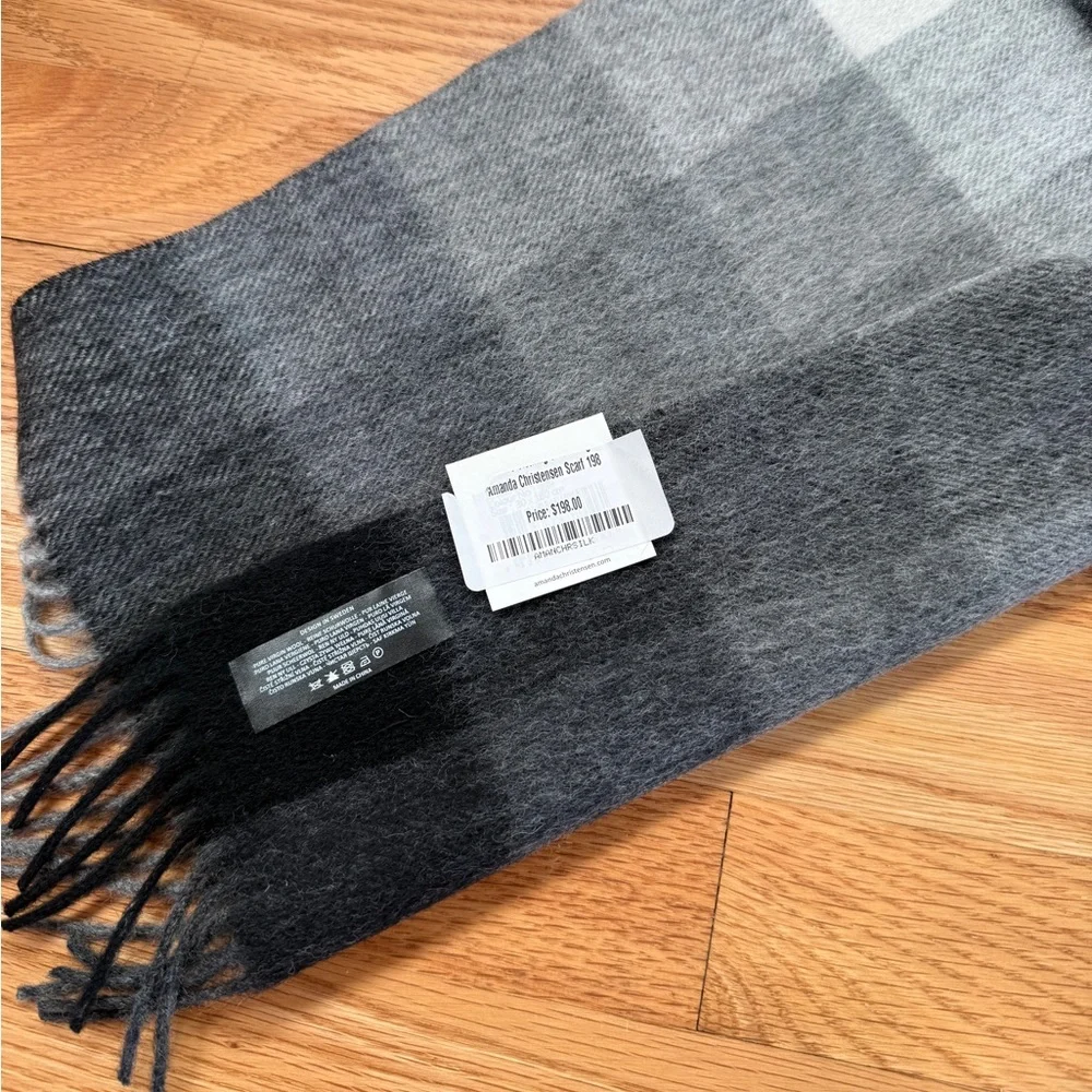 Men’s wool scarf gray white and black Amanda Christensen Sweden scarf